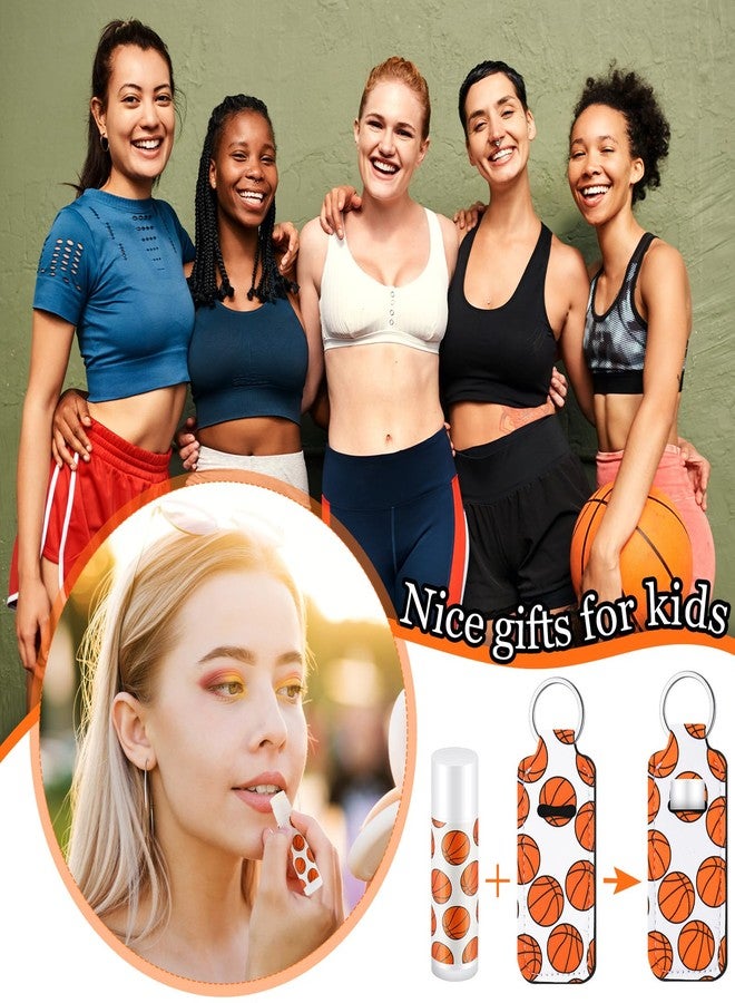Swiffen 18 Sets Basketball Party Favors Lip Balm and Holder Keychain Bulk Basketball Senior Night Party Supplies Natural Moisturizing Lip Balm Keychains Pouch for Sports Fans Team Gifts - Image 4